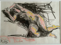 RUNTIĆ INGRID,pastewpapir, uramljeno, 29X41 cm. "AKT JELOW NUDE" 2005.