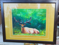 Slavko Dukić "Jelen" ulje na papiru 40x30cm 2007.g.