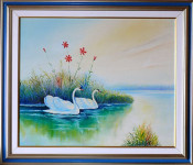 Slavko Dukić "Labudovi" ulje na platnu 65x75cm 2007.g.