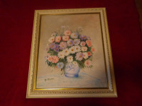 Slika “Cvijeće u vazi” autor M. Fischer, akril na platnu