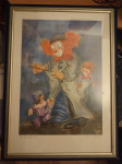 Slika klaun s marionetama marionete lutkar vodene boje
