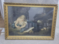 Slika Lovro Sirnik repli110x81 cm okvir oštećen motiv Marije Magdalene