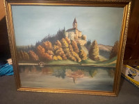 Slika, ulje na platnu- dvorac Trakošćan