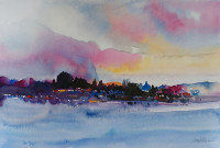 Slikar Ante Mandarić,Otok,akvarel na pamučnom papiru