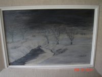 ulje iz 1970 A.Homayr  Zimska noć 35x24 cm