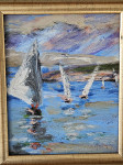Ulje na kartonu, Jedrilice,  Vladimir Vrljić Ankin
