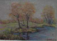 Uljni pastel “Dravski šumarci” autor S. Gradinšćak, Varaždin