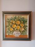 Umjetnička slika "Cvijeće" - Boris Roca - ulje na šperploči - reljef