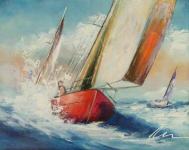 Umjetnička slika Jedrilice i valovi