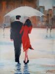 Umjetnička slika Par s kišobranom