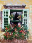 Umjetnička slika Prozor s cvijećem