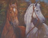 Umjetnička slika Smeđi i bijeli konj