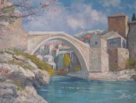 Umjetnička slika Stari most u Mostaru