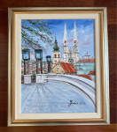 Umjetnička slika, ulje na platnu, motiv Pogled sa Štrosa na Katedralu