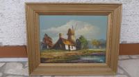 Umjetnička slika u ulju,nizozemski seoski pejzaž,40 X 30 cm.
