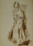 Vanja Radauš "Djevojka s maramom" akvarel na papiru 40x30cm