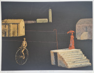 Vasilije Jordan "Metafizički pejzaž" svilotisak serigrafija 60x80cm;