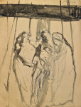 Vasilije Jordan "Pieta" tuš akvarel 30x25cm; oko 1970 godine;