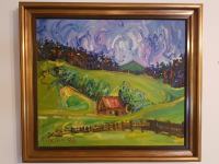 Umjetnička slika "Selo" - Viktor Goričan - ulje na platnu - 1993.g.