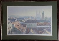 Vlado Jakelić "Pogled s gornjeg grada" svilotisak serigrafija 50x60cm
