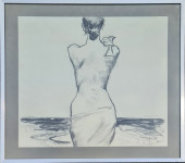 Zlatko Kauzlarić Atač "Djevojka na obali" crtež olovka 50x60cm;