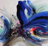 Zorica Turkalj "Plavi leptir" ulje na platnu 100x100cm