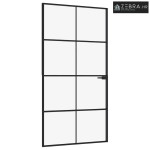 Sobna vrata crna 102 x 201,5 cm kaljeno staklo i aluminij tanka - Crna