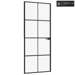 Sobna vrata crna 83 x 201,5 cm kaljeno staklo i aluminij tanka - Crna