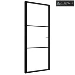 Sobna vrata od stakla ESG i aluminija 83 x 201,5 cm crna - Crna i proz