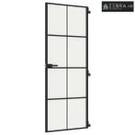 Sobna vrata tanka crna 76 x 201,5 cm kaljeno staklo i aluminij - Crna