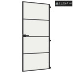 Sobna vrata tanka crna 93x201,5 cm kaljeno staklo i aluminij - Crna i