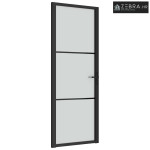 Unutarnja vrata 76 x 201,5 cm crna od mat stakla i aluminija - Crna i