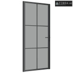 Unutarnja vrata 93 x 201,5 cm crna od ESG stakla i aluminija - Crna i