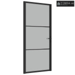 Unutarnja vrata 93 x 201,5 cm crna od mat stakla i aluminija - Crna i