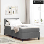 LED Box Spring Krevet Svijetlo siva i bijela. 90 x 200 cm - Svjetlosiv