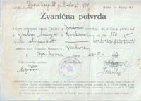 BENKOVAC 1947. - ZVANIČNA POTVRDA