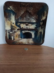 Četvrtasti ukrasni tanjur, emajl slika, Kamenita vrata