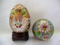 CLOISONNE ENAMEL EGGS & BOX - KUTIJA I JAJA EMAL CLOISONNE