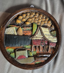 Drvena vintage 3D izrezbarena slika