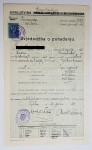KRALJEVINA JUGOSLAVIJA, SVJEDODŽBA O POHAĐANJU, 1930. g.