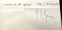 Originalni autogram dr.Dragutin Boranic,1919.godina