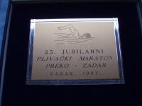 plaketa 25 jubilarnog plivačkog maratona Preko-Zadar 1997 god