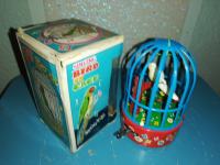 Ptica u kavezu - Vintage mehanička igračka, Japan