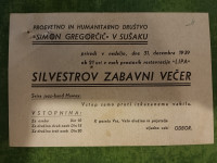 Simon Gregorčić-Sušak, stara pozivnica iz 1939g.