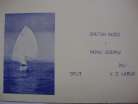 Stara čestitka ,Yachting cluba Labud - Split -  1938.godine