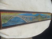 stara drvena reljefna slika titovog mosta 70 x 10--zamjene za starine