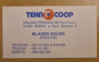 Stara vizit karta Tehno Coop Rijeka