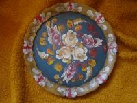 Stari dekorativni drveni tanjur - Cvijeće