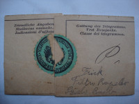 Telegramm-brzojavka iz 1898. poslan 1900. godine Ragusa - Vallegrande