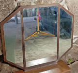 Trostruko ogledalo s drvenim okvirom - vintage